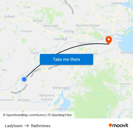 Ladytown to Rathmines map