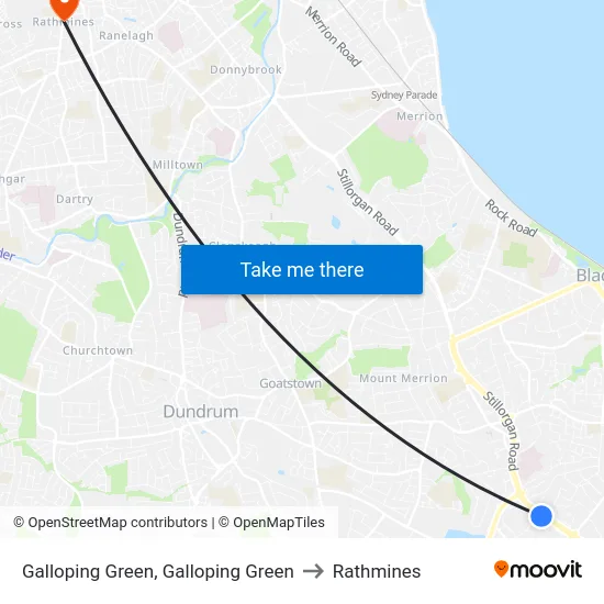 Galloping Green, Galloping Green to Rathmines map