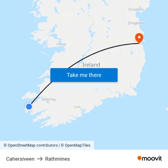 Cahersiveen to Rathmines map