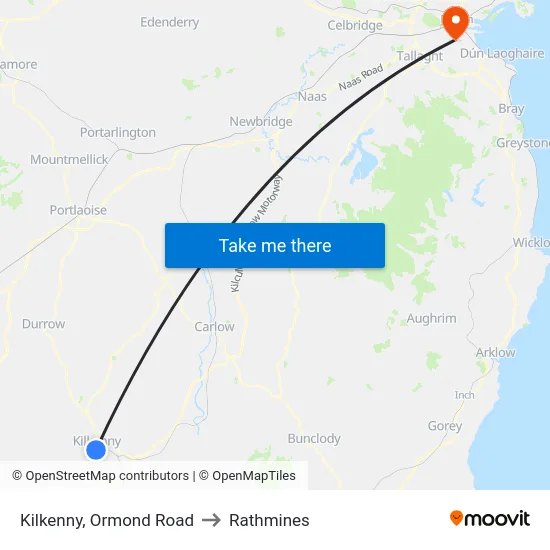 Kilkenny, Ormond Road to Rathmines map