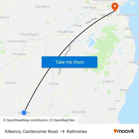 Kilkenny, Castlecomer Road to Rathmines map