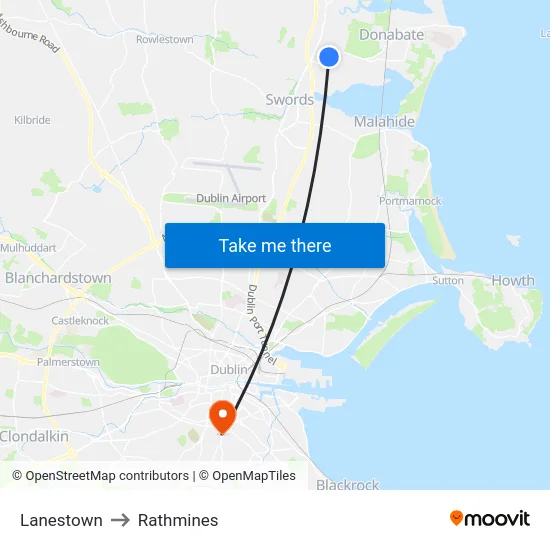 Lanestown to Rathmines map