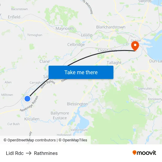 Lidl Rdc to Rathmines map
