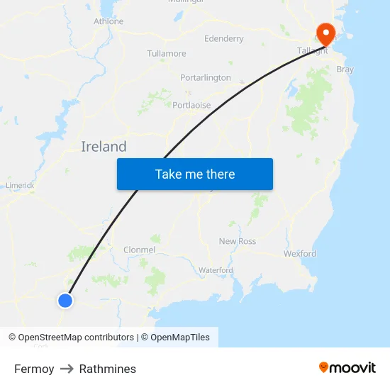 Fermoy to Rathmines map