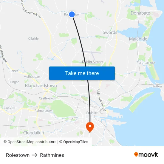 Rolestown to Rathmines map