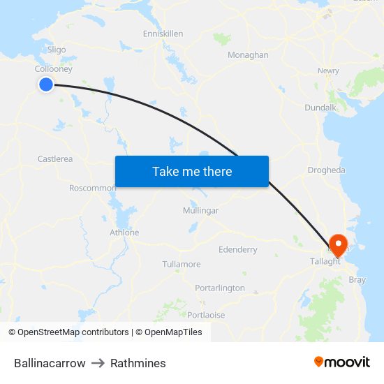 Ballinacarrow to Rathmines map