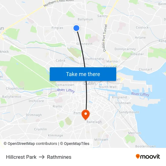 Hillcrest Park to Rathmines map