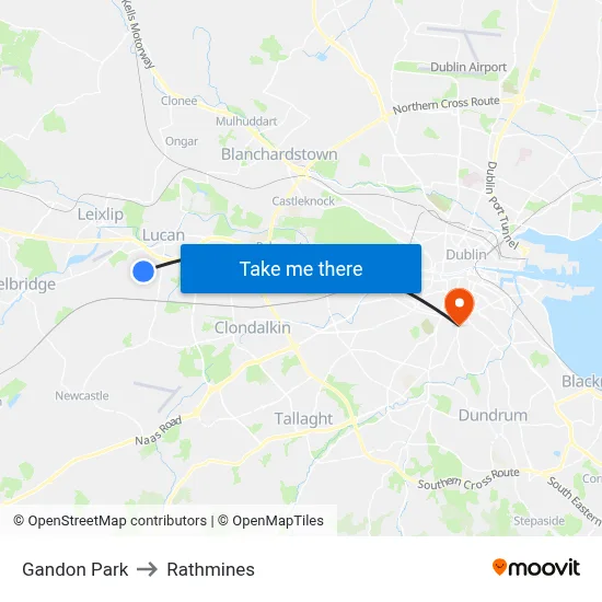 Gandon Park to Rathmines map