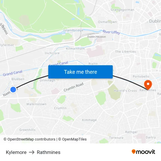 Kylemore to Rathmines map