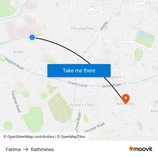 Fatima to Rathmines map