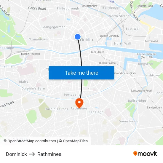 Dominick to Rathmines map