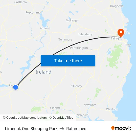 Limerick One Shopping Park to Rathmines map
