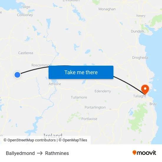 Ballyedmond to Rathmines map