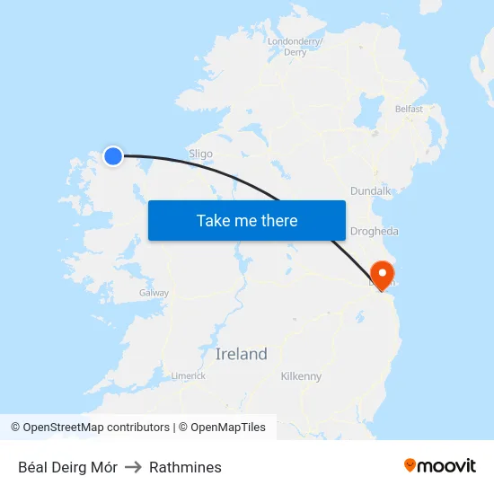 Béal Deirg Mór to Rathmines map