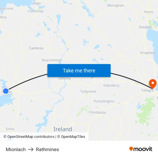 Mionlach to Rathmines map