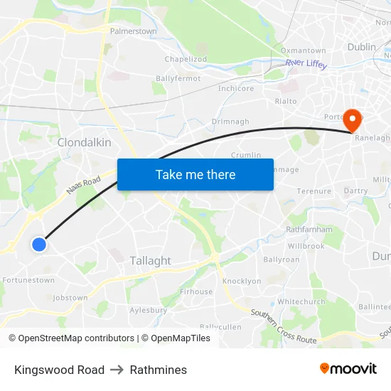 Kingswood Road to Rathmines map