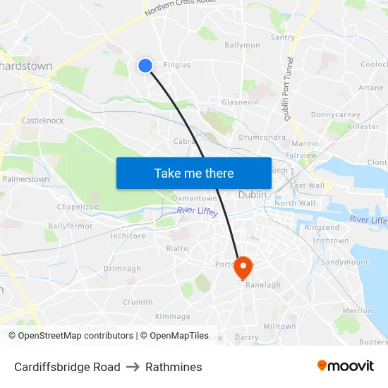 Cardiffsbridge Road to Rathmines map