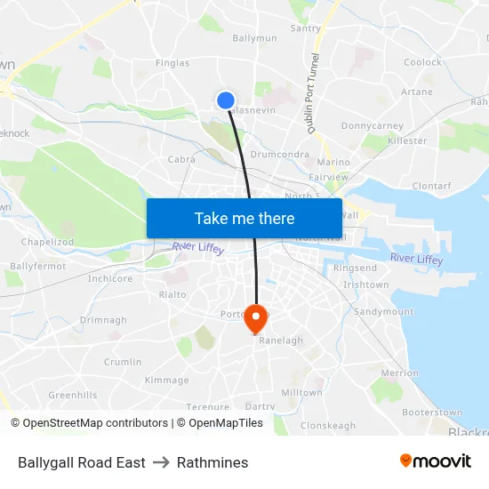 Ballygall Road East to Rathmines map