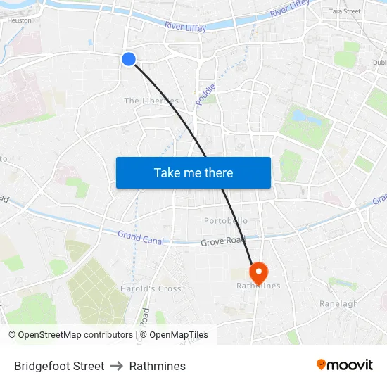 Bridgefoot Street to Rathmines map