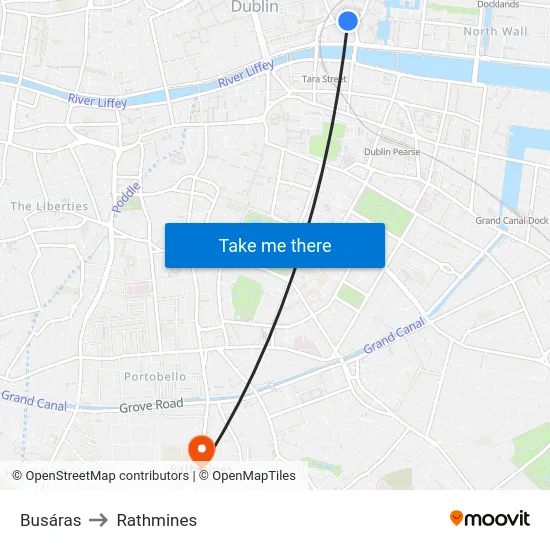 Busáras to Rathmines map