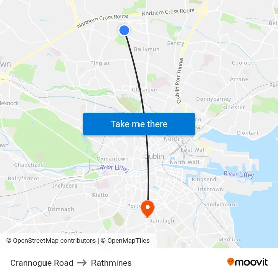 Crannogue Road to Rathmines map