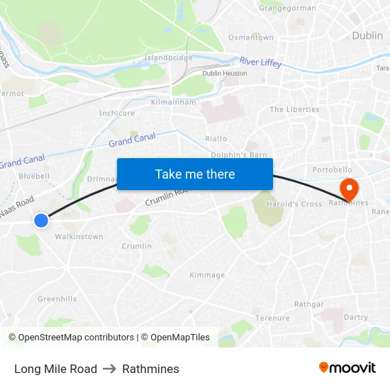 Long Mile Road to Rathmines map