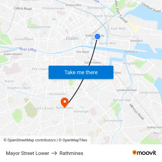 Mayor Street Lower to Rathmines map