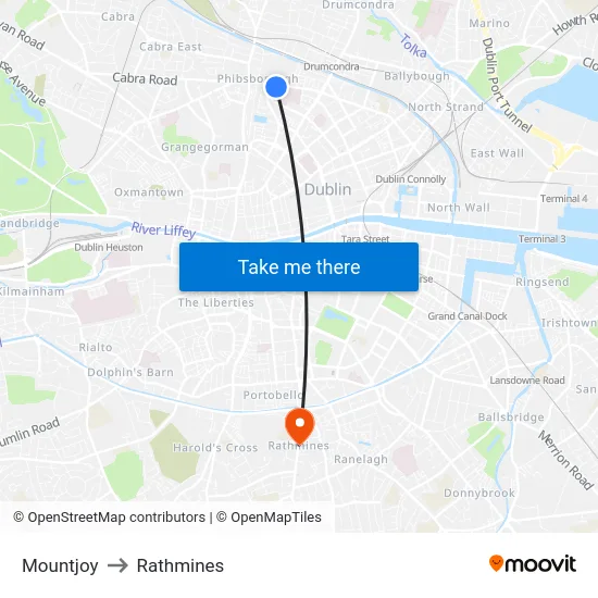 Mountjoy to Rathmines map