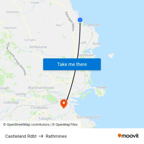Castleland Rdbt to Rathmines map