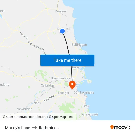 Marley's Lane to Rathmines map