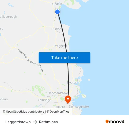 Haggardstown to Rathmines map