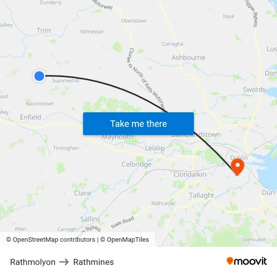 Rathmolyon to Rathmines map