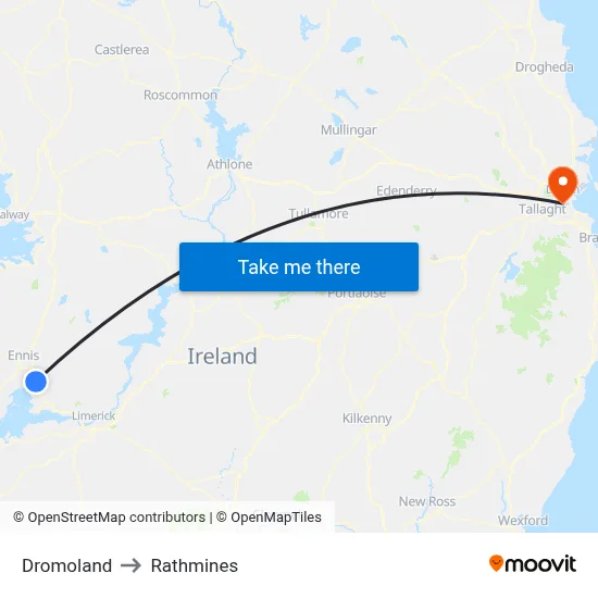 Dromoland to Rathmines map