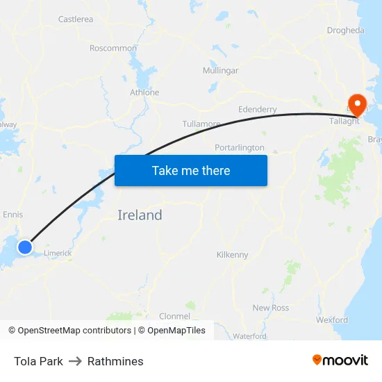 Tola Park to Rathmines map