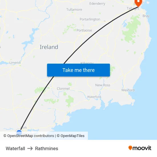 Waterfall to Rathmines map