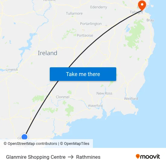 Glanmire Shopping Centre to Rathmines map