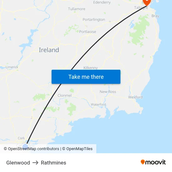 Glenwood to Rathmines map