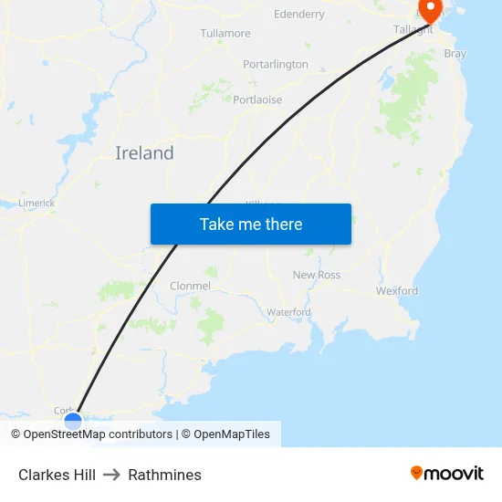 Clarkes Hill to Rathmines map