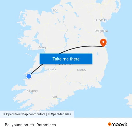 Ballybunnion to Rathmines map