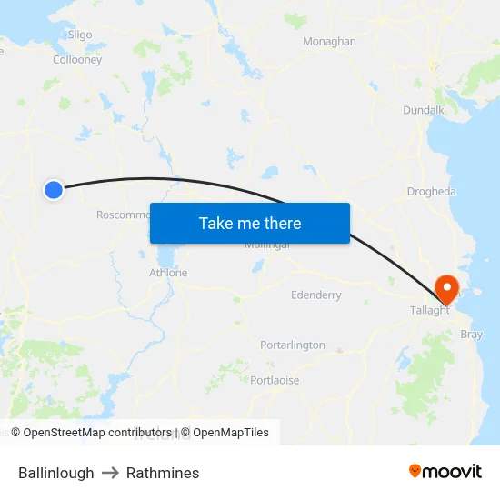 Ballinlough to Rathmines map