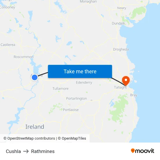 Cushla to Rathmines map