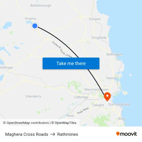 Maghera Cross Roads to Rathmines map
