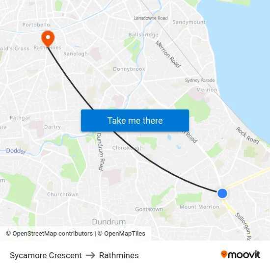 Sycamore Crescent to Rathmines map
