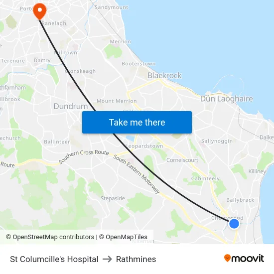 St Columcille's Hospital to Rathmines map