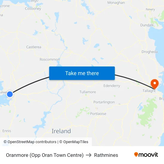 Oranmore (Opp Oran Town Centre) to Rathmines map