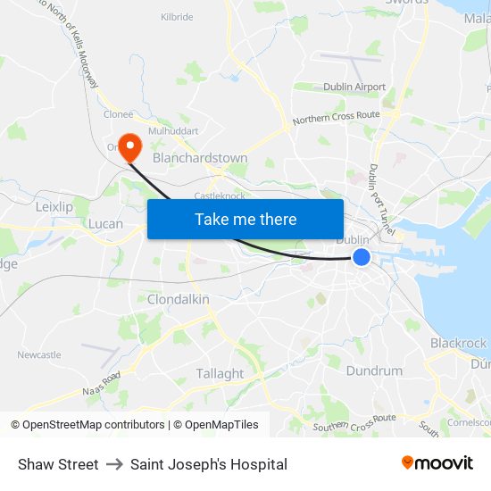 Shaw Street to Saint Joseph's Hospital map