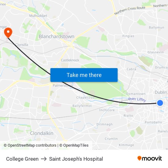 College Green to Saint Joseph's Hospital map