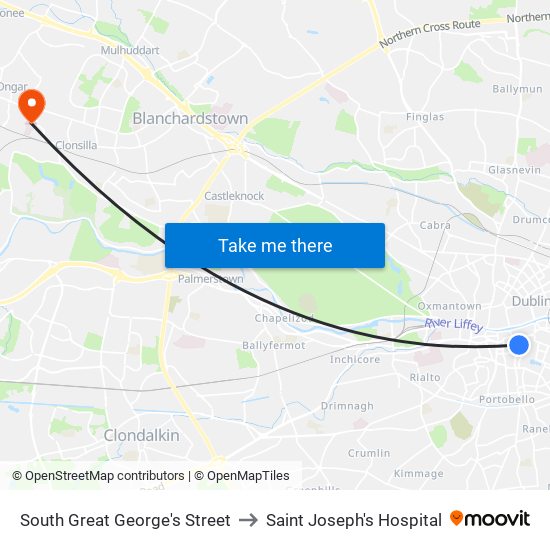 South Great George's Street to Saint Joseph's Hospital map