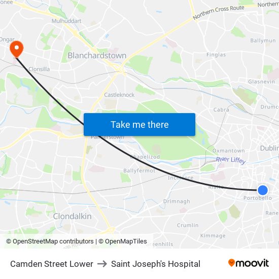 Camden Street Lower to Saint Joseph's Hospital map