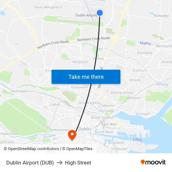 Dublin Airport (DUB) to High Street map
